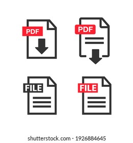 PDF File Download Icon. Document Text, Symbol Web. Document Icon Set