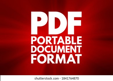 PDF - Portable Document Format Acronym, Technology Concept Background