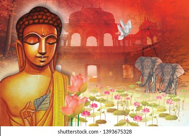 Peace Mind Buddha with Indian Tradition theme Poster
