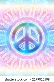 Peace Sign, Symbol, Fractal, Flame Art, Mandala, Pastel Background