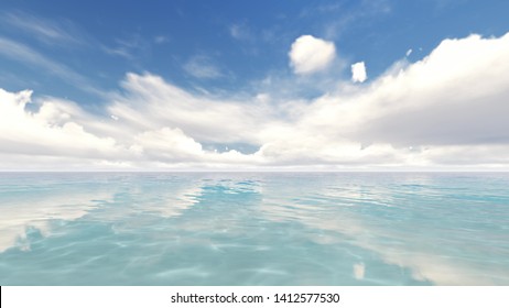 Peaceful and calm shot of a gently lapping sea and nice sky 3d render
