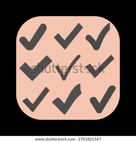 Peach Background with Dark Gray Checkmarks Icon - Vector Graphic