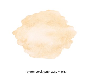 Peach Color Watercolor Texture Background. Light Orange Abstract Cloud Isolated On A White Backdrop. Hand-drawn Smoke Illustration. Splash Of Color For Your Design. Abstraction.