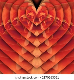 Peach Coloured Orange Rose Creative Abstract Design With Concentric Heart Shape