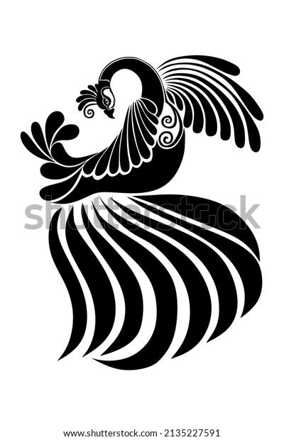 Peacock Stencil Design Black Doodle Print Stock Illustration 2135227591 ...