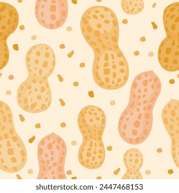Peanuts snack nuts background. Seamless pattern. 