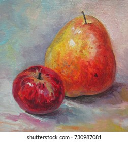 Pear And Apple, Oil Painting