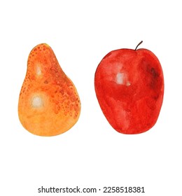 pear   apple  Watercolor fruits  Apple   pear watercolor  Watercolor still life fruits 