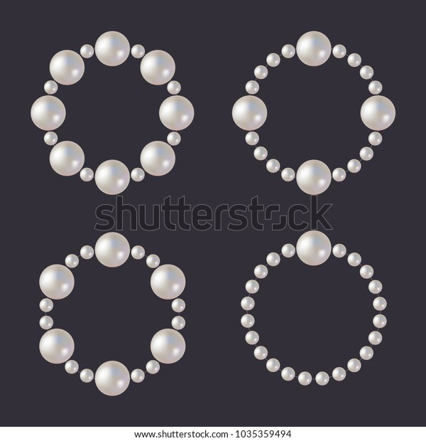 Pearl\
Beads Set. Glamour Borders on Dark Background.\
