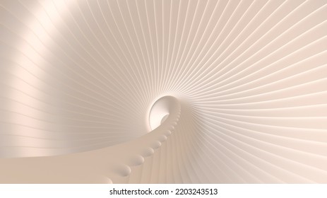 Pearl Color Background Stripes 3D Wavy Pattern, Elegant Abstract Striped Pattern, Interesting Spiral Architectural Minimal Backdrop, 3D Render Illustration.