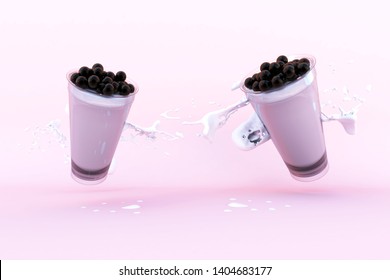 Pearl milk tea black pearls on White Background. 3D illustration, 3D rendering  - Powered by Shutterstock