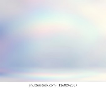 Pearl room 3d background. Light abstract studio. Brilliance iridescent ombre pattern. Shimmer wall and floor defocused illustration. Wonderful empty interior. Pale rainbow gleaming on white template. 