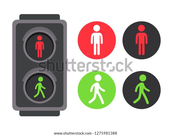 Pedestrian Traffic Light Red Green Man 스톡 일러스트 1275981388