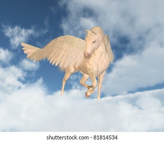 Pegasus Flying Horse Greek Mythology Looking Stock Illustration ...