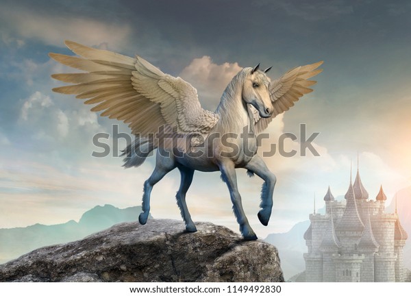 Pegasus scene 3D illustration