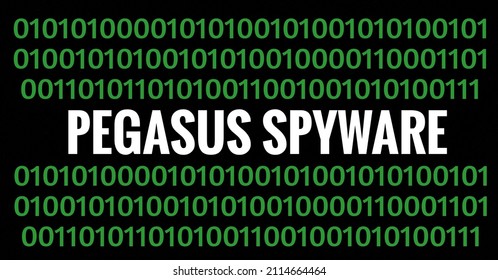 Pegasus Spyware with binary code Background.
