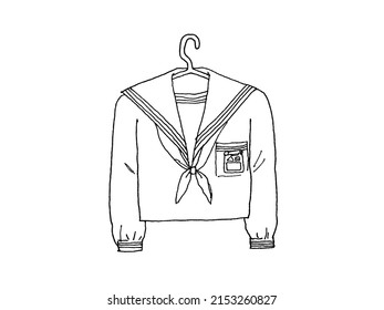 Pen Drawing Illustration Of Sailor Suit