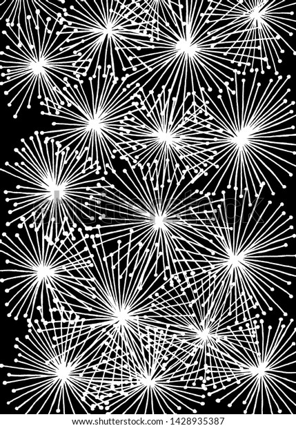 Pen Ink Drawing Fireworks Negative のイラスト素材