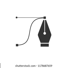 Pen Tool Cursor.  Computer Graphics. Logo For Designer Or Illustrator. Design Icon. The Curve Control Points.