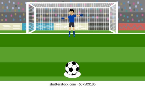 Penalty Shot With Goalkeeper At Soccer