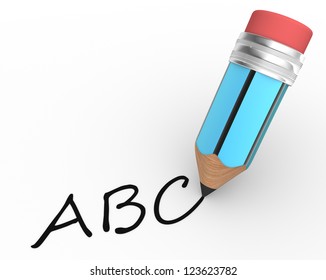 A pencil and ABC. 3d render