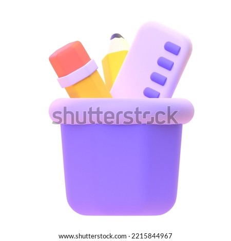 Pencil Case in 3d render for graphic asset web presentation or other