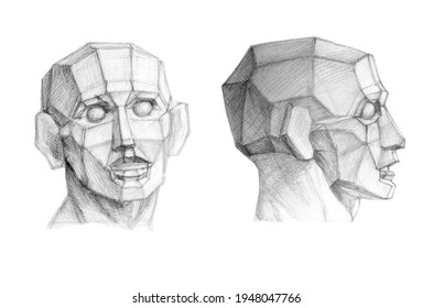 Pencil Drawing Of Chopping Off The Head. Study Guide For Students.