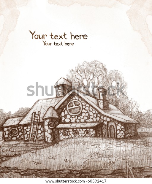 Pencil Drawing Fairytale House Stock Illustration 60592417