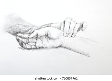 Pencil Drawing Fingers On Pulse White Stock Illustration 760857961 ...