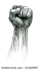 Pencil Drawing Fist Hand Gesture