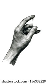 Pencil Drawing Hand Hold Virtual Card