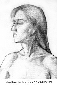 pencil drawing illustration, portrait, sketch