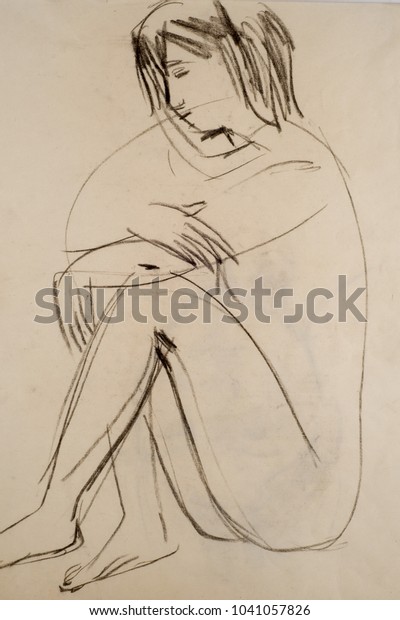 400px x 620px - Pencil Drawing On Paper Naked Girl Stock Image | Download Now