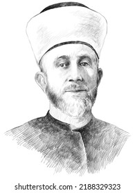 Pencil Drawing Portrait Of Muhammed Emin El-Hüseyni