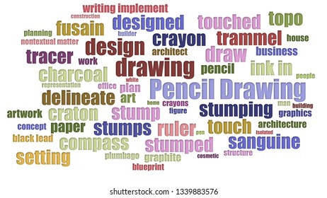 Pencil Drawing Tag Cloud Aligned On Stock Illustration 1339883576 ...