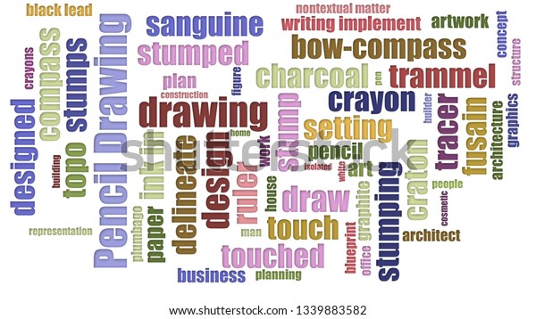 Pencil Drawing Word Cloud Mixed Isolated Stock Illustration 1339883582 ...