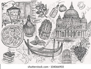 Pencil hand drawn illustration on theme travels - Powered by Shutterstock