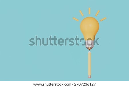 Pencil light bulb solution, Brainstorm invention ideas 3d illustration