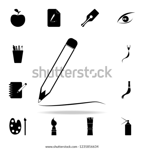 pencil with a line icon. Art and painting icons\
universal set for web and\
mobile