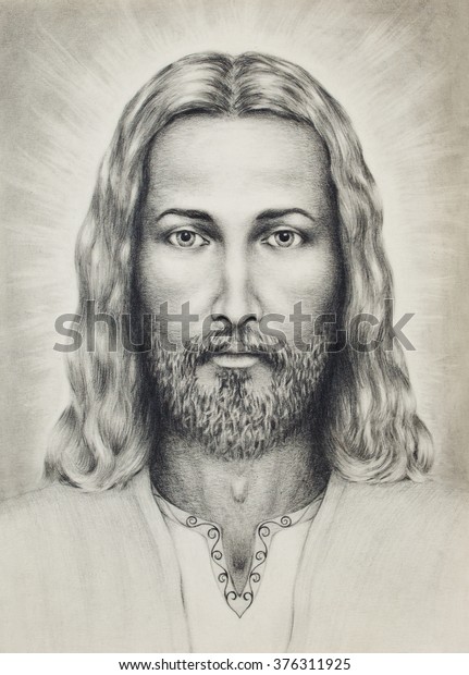 Pencils Drawing Jesus On Vintage Paper Stock Illustration 376311925