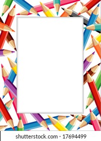 Pencils Frame Multi Color Writing Drawing Stock Illustration 17694499 ...