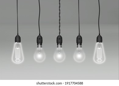 Pendant Lamp With Light Bulb Isolated On Colored Background. 3d Rendering Illustration, Fit For Your Design Element.