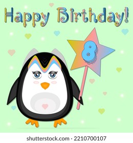 Penguin Card Birthday On Eight Years