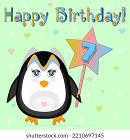 Penguin Card Birthday On Seven Years