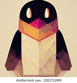 Penguin Cute Sweet Minimalist Illustration For Children Pixel Art Paper Machete