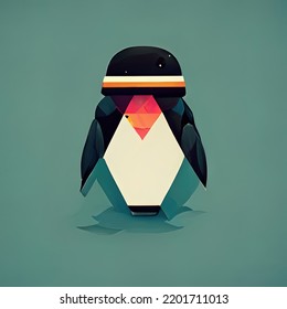 Penguin Cute Sweet Minimalist Illustration For Children Pixel Art Paper Machete