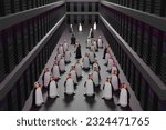 Penguins in datacenter. 3d illustration.