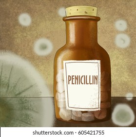 Penicillin In A Bottle With Mold Stains