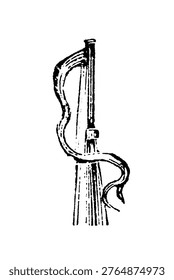 Pennon, an assemblage of small feathers attached to a shaft designed to float in the wind and indicate its direction, old vintage illustration, 1897.