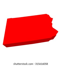 Pennsylvania PA Red USA 3d State Map